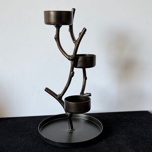 Hobby Lobby Black/Brown Metal Candle Stand. Candlestick with 3 candles holders
